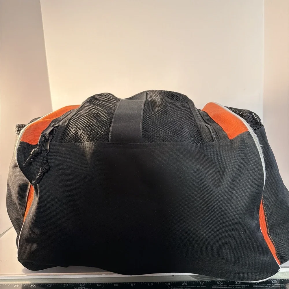 Backpack Large High Five Black Orange White W/Mesh Pocket Zipper Padded Straps